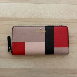 LIKE NEW Kate Spade Wallet - Full Sized Continental Wallet Colorblock Red, Black